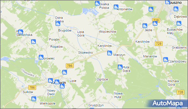 mapa Jakubów gmina Krasocin, Jakubów gmina Krasocin na mapie Targeo