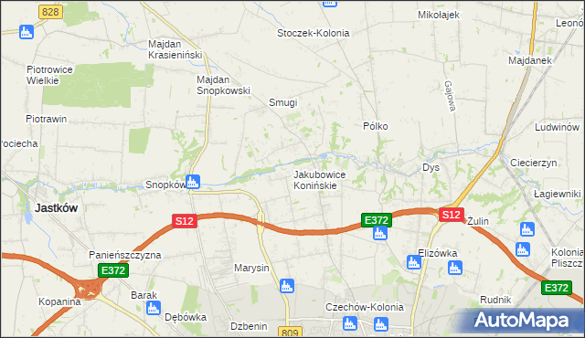 mapa Jakubowice Konińskie, Jakubowice Konińskie na mapie Targeo