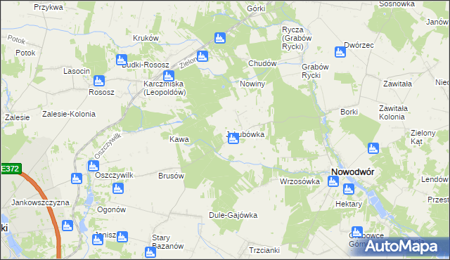 mapa Jakubówka gmina Nowodwór, Jakubówka gmina Nowodwór na mapie Targeo