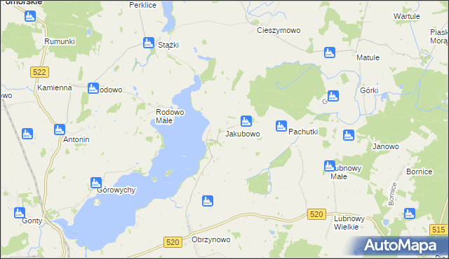 mapa Jakubowo gmina Prabuty, Jakubowo gmina Prabuty na mapie Targeo