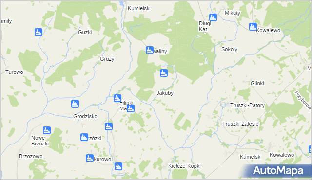 mapa Jakuby gmina Biała Piska, Jakuby gmina Biała Piska na mapie Targeo