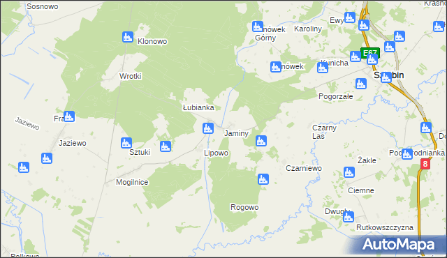 mapa Jaminy, Jaminy na mapie Targeo