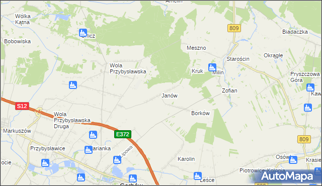 mapa Janów gmina Garbów, Janów gmina Garbów na mapie Targeo