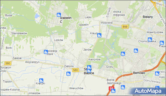 mapa Janów gmina Stare Babice, Janów gmina Stare Babice na mapie Targeo
