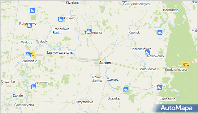 mapa Janów powiat sokólski, Janów powiat sokólski na mapie Targeo