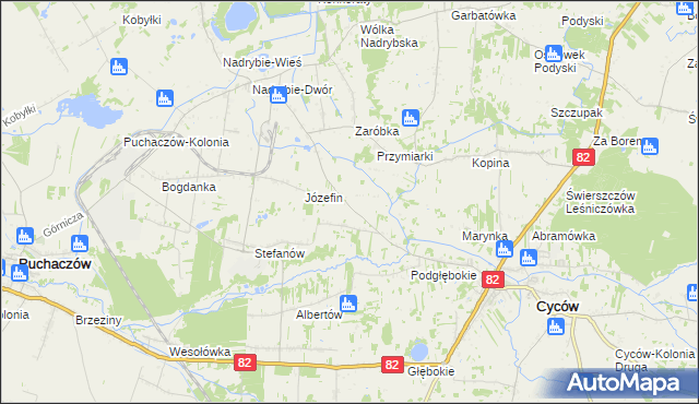 mapa Janowica gmina Cyców, Janowica gmina Cyców na mapie Targeo