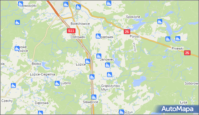 mapa Janowiec gmina Bobolice, Janowiec gmina Bobolice na mapie Targeo