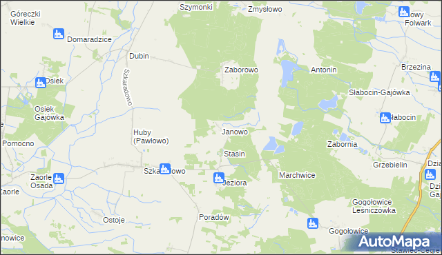 mapa Janowo gmina Jutrosin, Janowo gmina Jutrosin na mapie Targeo