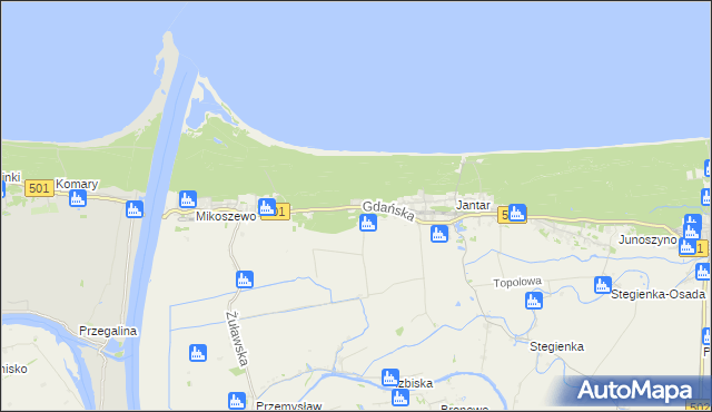mapa Jantar-Leśniczówka, Jantar-Leśniczówka na mapie Targeo