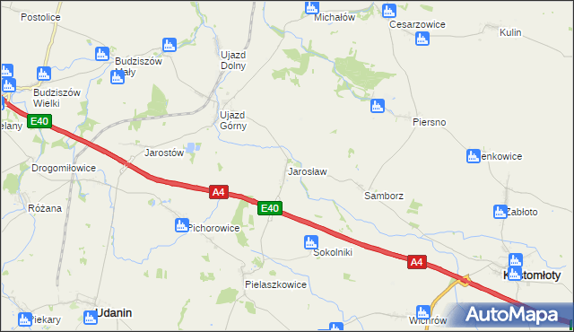 mapa Jarosław gmina Udanin, Jarosław gmina Udanin na mapie Targeo