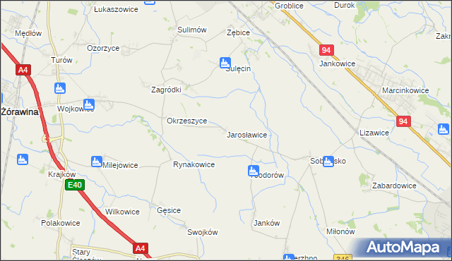 mapa Jarosławice gmina Żórawina, Jarosławice gmina Żórawina na mapie Targeo