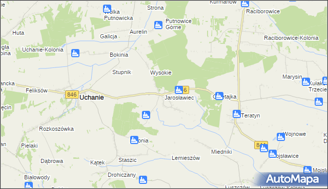 mapa Jarosławiec gmina Uchanie, Jarosławiec gmina Uchanie na mapie Targeo
