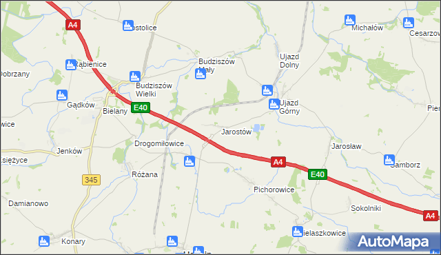 mapa Jarostów, Jarostów na mapie Targeo