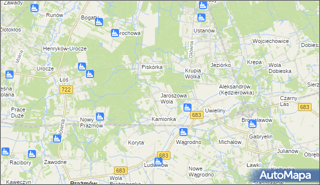 mapa Jaroszowa Wola, Jaroszowa Wola na mapie Targeo