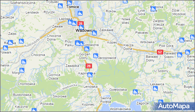 mapa Jaroszowice, Jaroszowice na mapie Targeo