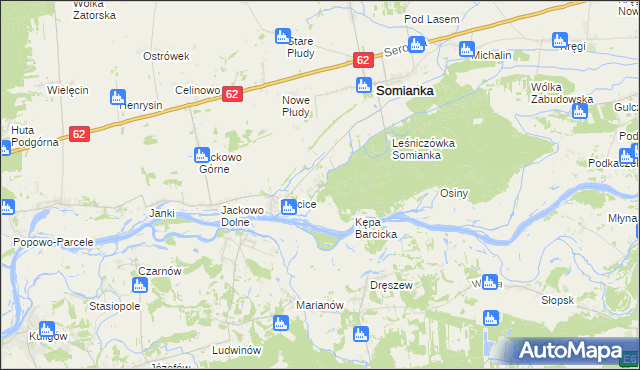 mapa Jasieniec gmina Somianka, Jasieniec gmina Somianka na mapie Targeo