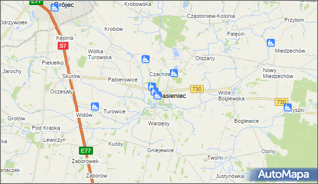 mapa Jasieniec powiat grójecki, Jasieniec powiat grójecki na mapie Targeo