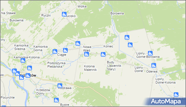 mapa Jasiennik Stary, Jasiennik Stary na mapie Targeo