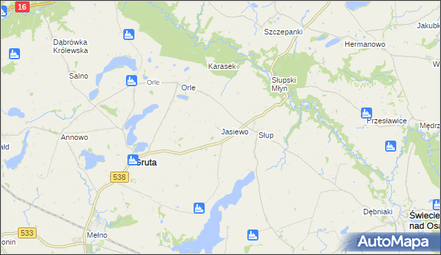 mapa Jasiewo, Jasiewo na mapie Targeo