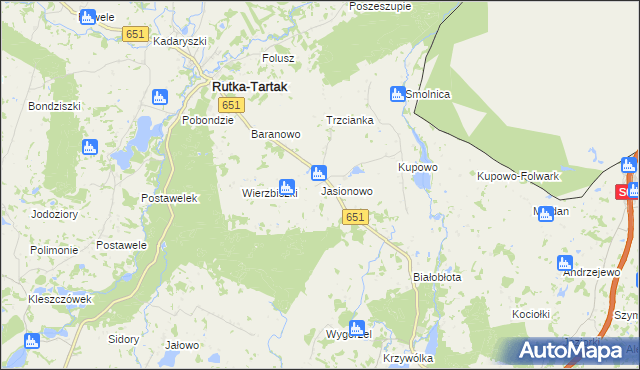 mapa Jasionowo gmina Rutka-Tartak, Jasionowo gmina Rutka-Tartak na mapie Targeo