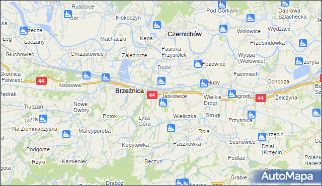 mapa Jaśkowice gmina Skawina, Jaśkowice gmina Skawina na mapie Targeo