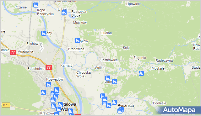 mapa Jastkowice, Jastkowice na mapie Targeo