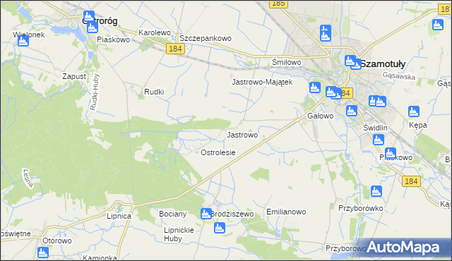 mapa Jastrowo, Jastrowo na mapie Targeo