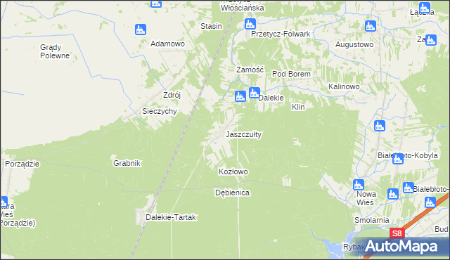 mapa Jaszczułty, Jaszczułty na mapie Targeo