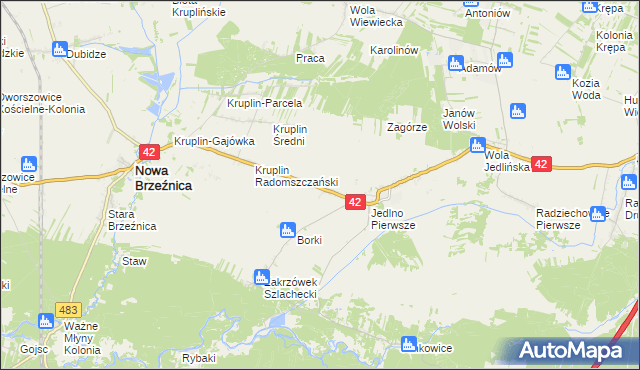 mapa Jedlno Drugie, Jedlno Drugie na mapie Targeo