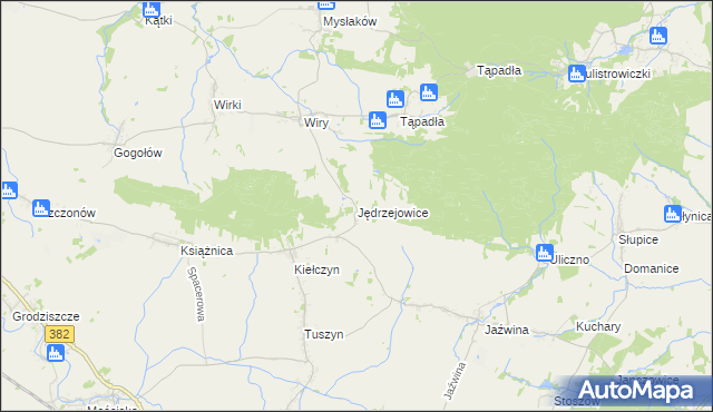 mapa Jędrzejowice gmina Dzierżoniów, Jędrzejowice gmina Dzierżoniów na mapie Targeo