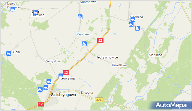 mapa Jędrzychowice gmina Szlichtyngowa, Jędrzychowice gmina Szlichtyngowa na mapie Targeo