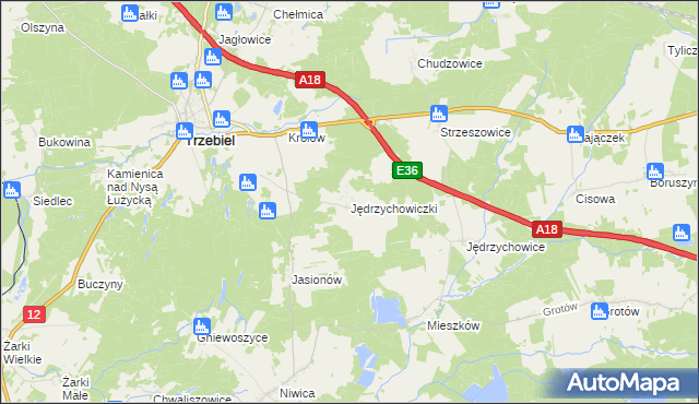 mapa Jędrzychowiczki, Jędrzychowiczki na mapie Targeo