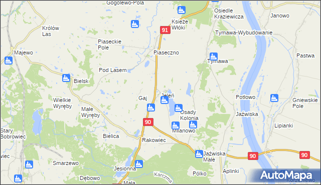 mapa Jeleń gmina Gniew, Jeleń gmina Gniew na mapie Targeo