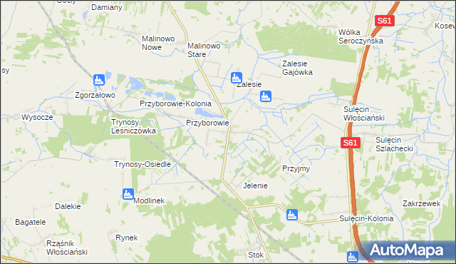 mapa Jelonki gmina Ostrów Mazowiecka, Jelonki gmina Ostrów Mazowiecka na mapie Targeo