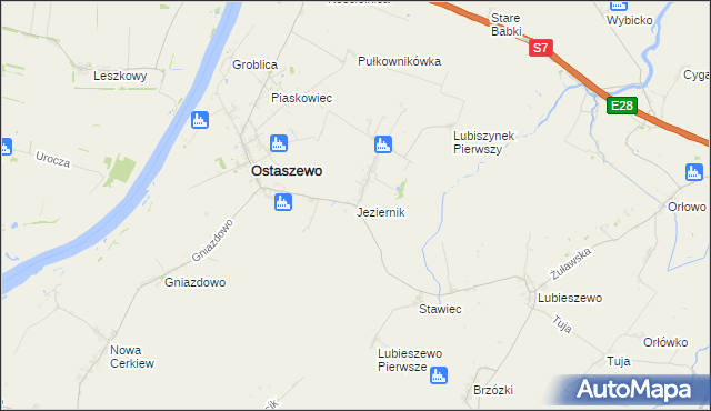 mapa Jeziernik gmina Ostaszewo, Jeziernik gmina Ostaszewo na mapie Targeo
