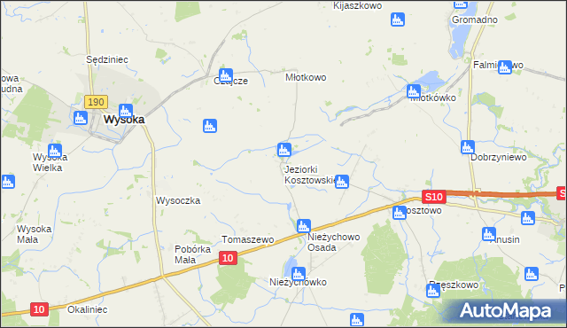 mapa Jeziorki Kosztowskie, Jeziorki Kosztowskie na mapie Targeo