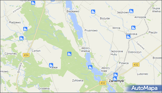 mapa Jeziory Wielkie, Jeziory Wielkie na mapie Targeo