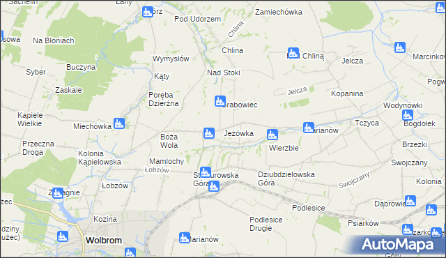 mapa Jeżówka gmina Wolbrom, Jeżówka gmina Wolbrom na mapie Targeo