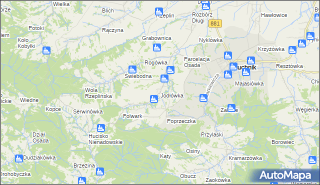 mapa Jodłówka gmina Pruchnik, Jodłówka gmina Pruchnik na mapie Targeo