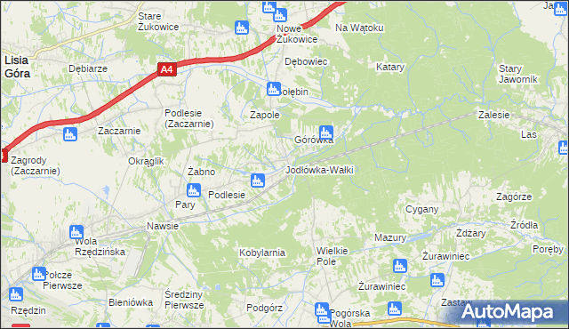 mapa Jodłówka-Wałki, Jodłówka-Wałki na mapie Targeo