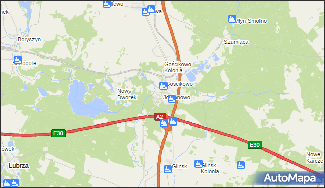 mapa Jordanowo gmina Świebodzin, Jordanowo gmina Świebodzin na mapie Targeo