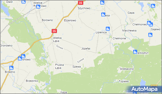 mapa Józefat gmina Kowalewo Pomorskie, Józefat gmina Kowalewo Pomorskie na mapie Targeo