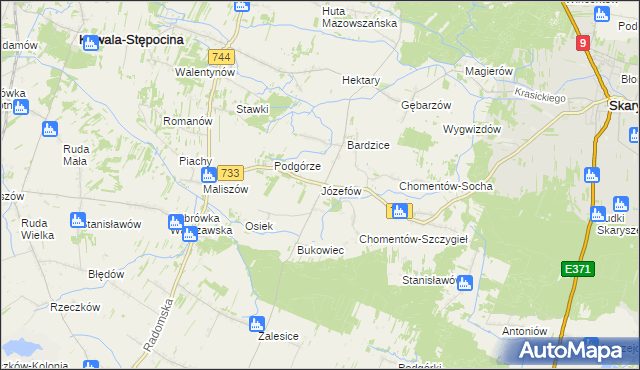 mapa Józefów gmina Kowala, Józefów gmina Kowala na mapie Targeo
