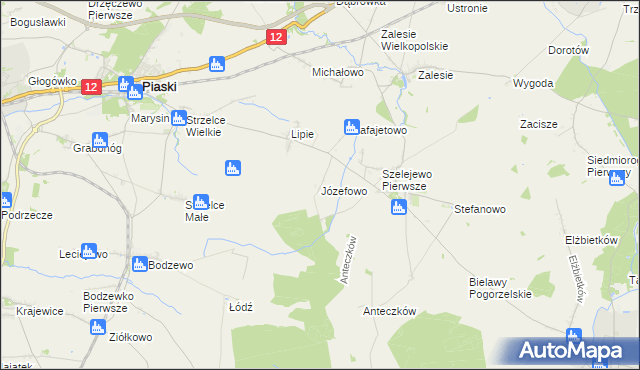 mapa Józefowo gmina Piaski, Józefowo gmina Piaski na mapie Targeo