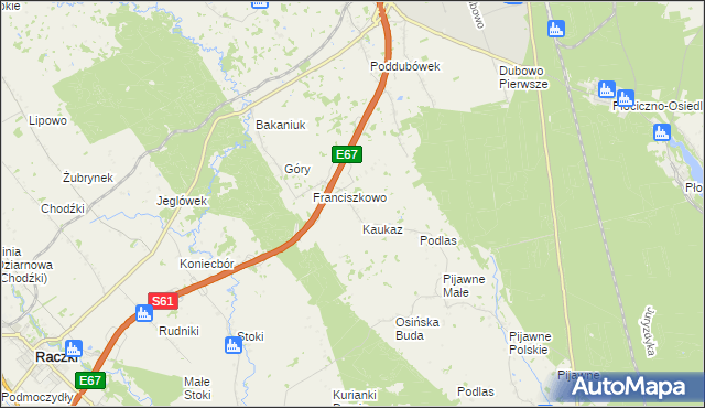mapa Józefowo gmina Raczki, Józefowo gmina Raczki na mapie Targeo