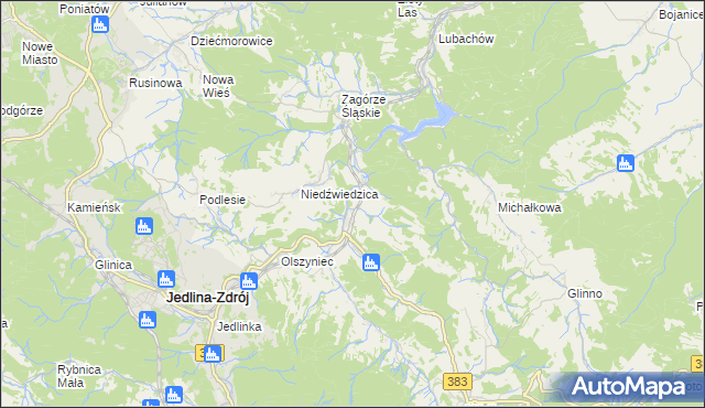 mapa Jugowice gmina Walim, Jugowice gmina Walim na mapie Targeo