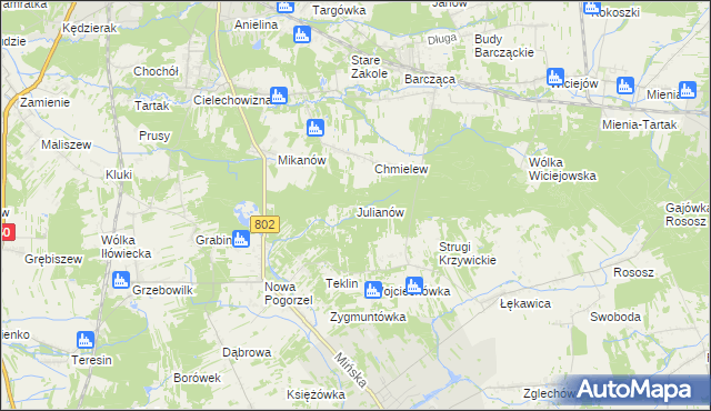 mapa Julianów gmina Siennica, Julianów gmina Siennica na mapie Targeo