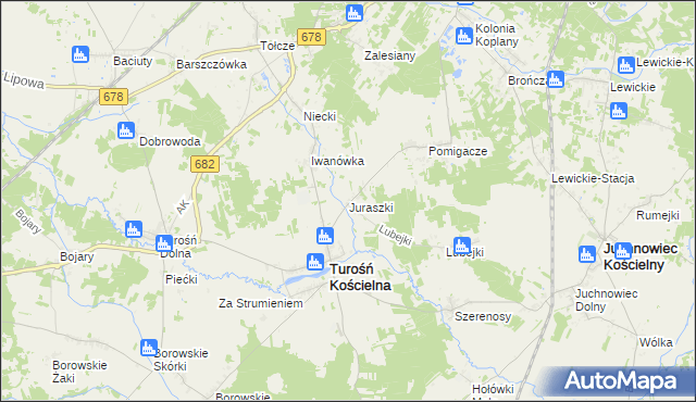 mapa Juraszki, Juraszki na mapie Targeo