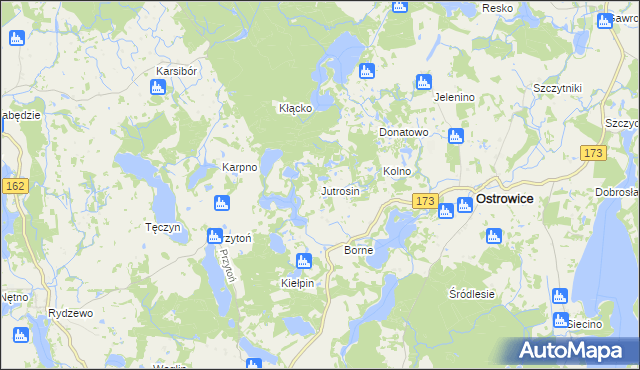 mapa Jutrosin gmina Ostrowice, Jutrosin gmina Ostrowice na mapie Targeo