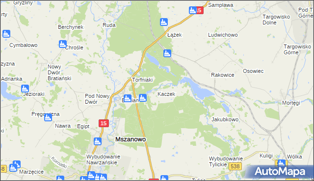 mapa Kaczek, Kaczek na mapie Targeo